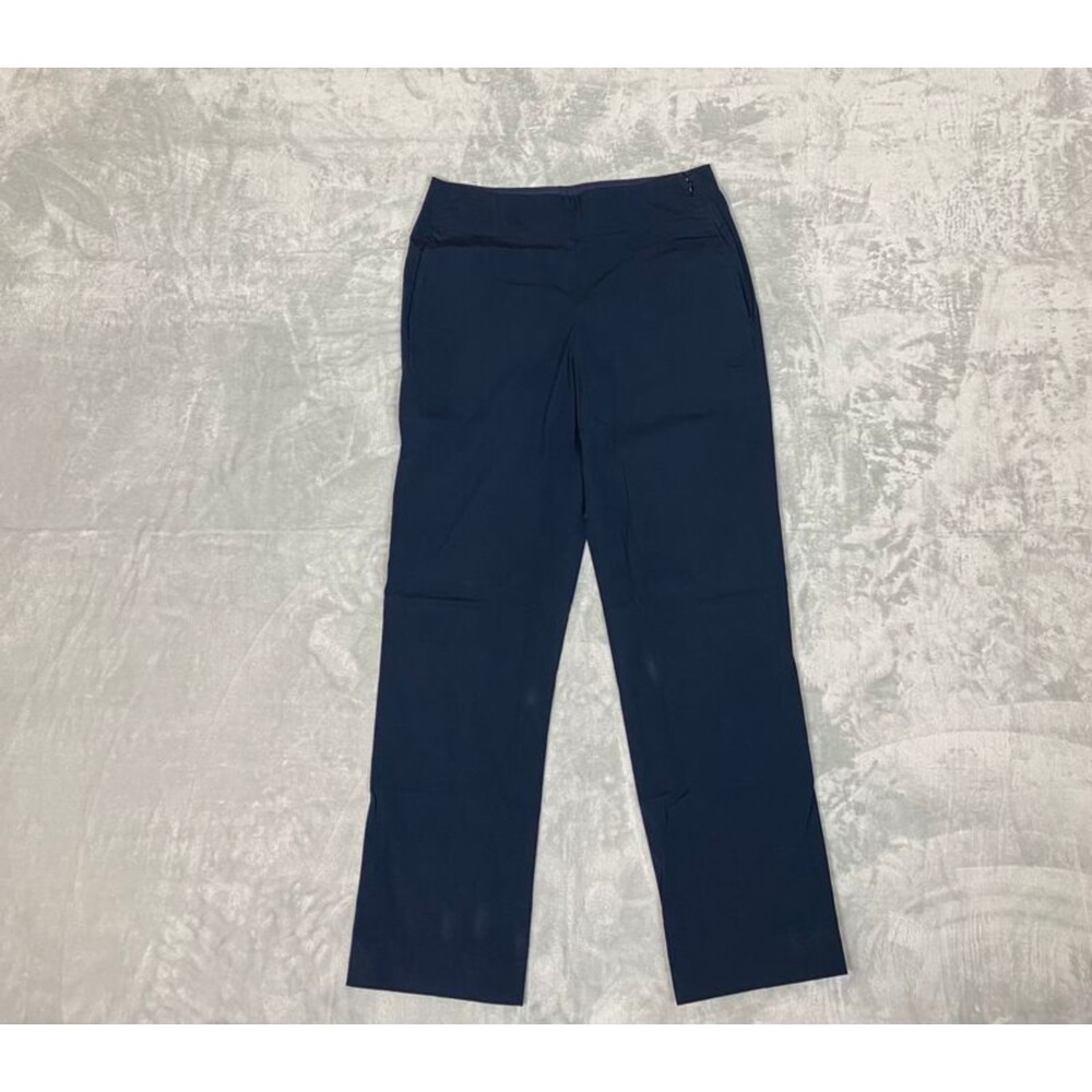 Donna Karan Straight Leg Dress Pants Navy Blue Side Zip size 10 Pockets Career
